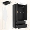 Buenhomino Wardrobe Closet with Drawers and Hanging Rod, 70" Wooden Wardrobe Closet with 2 Doors, Armoire Clothing Storage Cabinets for Bedroom - 3 of 4
