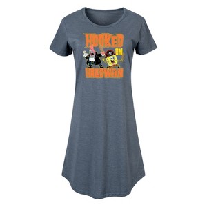 Women's - SpongeBob SquarePants - Hooked On Halloween Graphic T-shirt Dress - 1 of 4