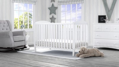 Gray Solid Wood Convertible Crib with Mattress