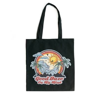 City Creek Prints Good Daze On My Mind Canvas Tote Bag - 15x16 - Black