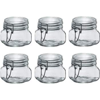 Amici Home Glass Hermetic Preserving Canning Jar Italian, Leak Proof Clamp Lids, Kitchen Canisters for Spices, Nuts and Candy, 6-Piece