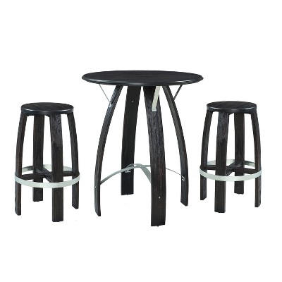 3pc Brewer Bar Height Dining Set Rustic Dark Brown - Powell Company