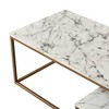 Marmo Coffee Table with Faux Marble Top Brass Gold/Natural - Teamson Home: Lacquered Finish, MDF, Metal Frame - 2 of 4