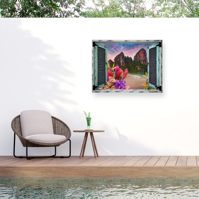 "Tropical Window to Paradise VI" Outdoor Canvas