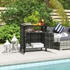 Aghana Digitals Espresso Outdoor Pool Valet: Weather-Resistant PE Rattan & Steel Storage Cabinet - 3 of 4