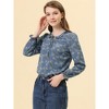 Allegra K Women's Floral Tie Neck Frilly Trim Long Sleeve Chiffon Blouse - 2 of 4