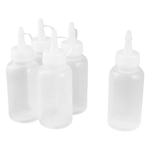 Unique Bargains Plastic Home Kitchen Oil Vinegar Ketchup Squeeze Bottle Clear 100ml 5 Pcs