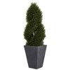 Nearly Natural 4-ft Cypress Double Spiral Topiary Artificial Tree in Slate Planter UV Resistant (Indoor/Outdoor) - 2 of 4