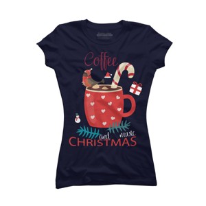 Junior's Design By Humans Merry Christmas Treasure box By funkprints T-Shirt - 1 of 3