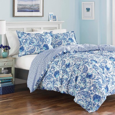 Brooke Twin Cotton Blue and White Duvet Cover Set