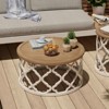 JIONJOY Rustic Round Coffee Table with Tray Top - White Curved Base & Natural Wood Finish - 4 of 4
