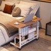 39" Height Adjustable Standing Desk with Wheels - Small Portable Computer Desk Mobile Laptop Table with Storage Shelves for Home Office - 2 of 4