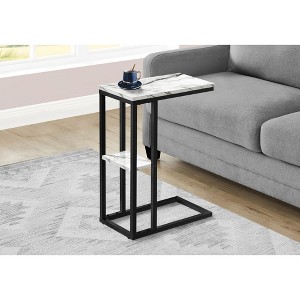Sapphtopaz Modern C-Shaped End Table with Metal Base Frame Coffee Table with Rectangular Tabletop Sofa Side Table for Living Room,Bedroom - 1 of 4
