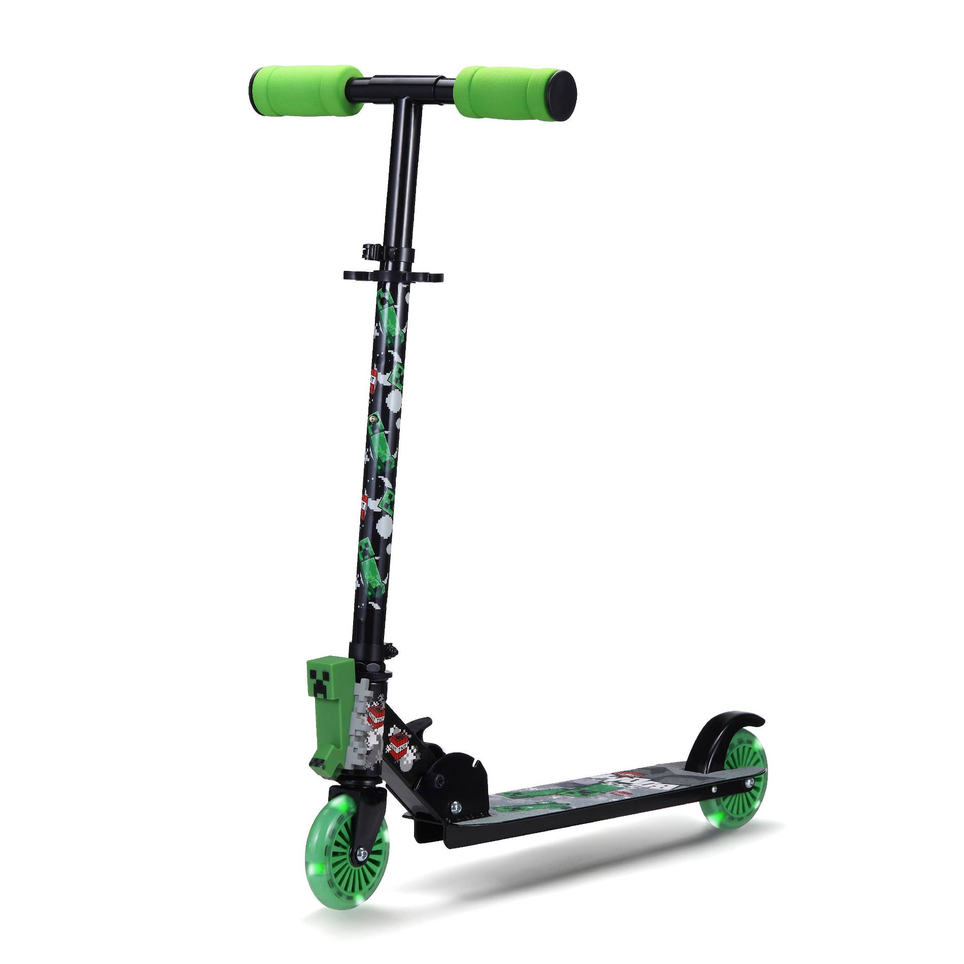 Minecraft 3D Licensed 2 Wheel Kick Scooter with Light Up Wheels