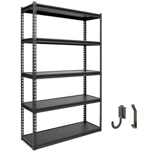 Atlas Shelving 5-Tier 36"x18"x72" 4000lbs Steel Boltless Shelving with laminate Deck Dark Gray - 1 of 4