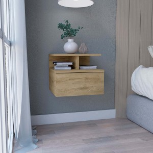 Lycvki Wall Mounted Nightstand with Single Drawer and 2-Tier Shelf - 1 of 4