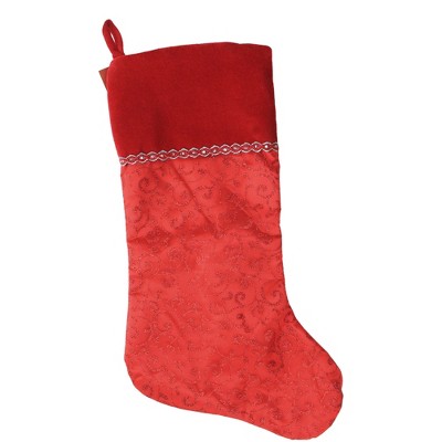 Northlight 22" Red and Silver Glittering Swirl Sheer Organza Christmas Stocking