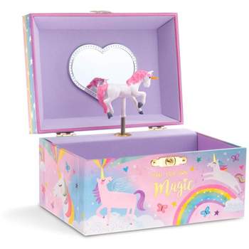 Jewelkeeper Girl's Musical Jewelry Storage Box with Spinning Unicorn, Rainbow