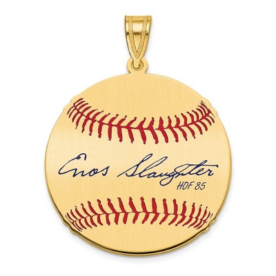 Black Bow Jewelry 14K Gold Plated Enos Slaughter Signature MD Enamel Baseball Pendant