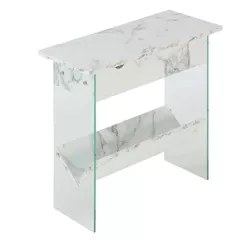 Soho Flip Top End Table with Charging Station White Faux Marble - Breighton Home