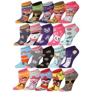 Cat Colorful No Show Socks - 20 Pairs - 1 of 4