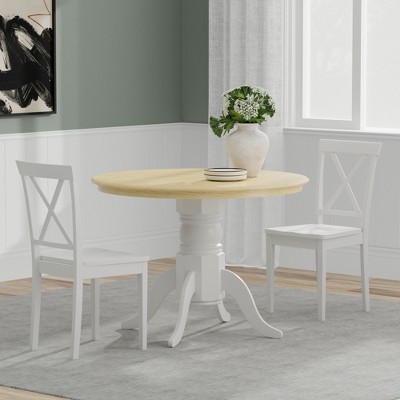 Glenwillow Home 42" Round Pedestal Dining Table + X-Back Dining Chairs Dining Set