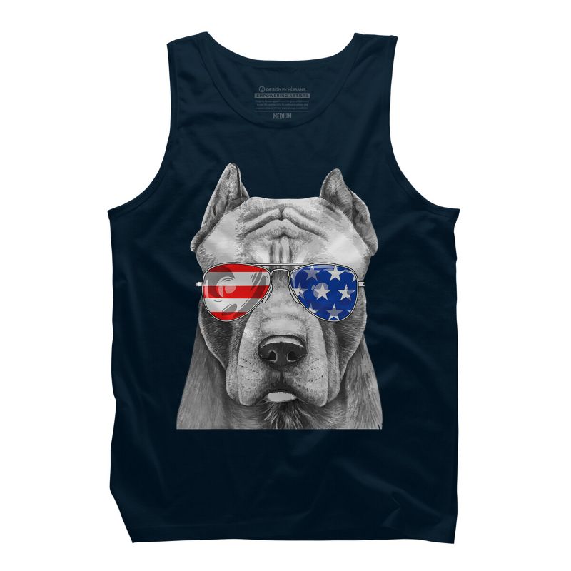 Men's Design By Humans American Pitbull With Sunglasses By Tank Top, 1 of 3