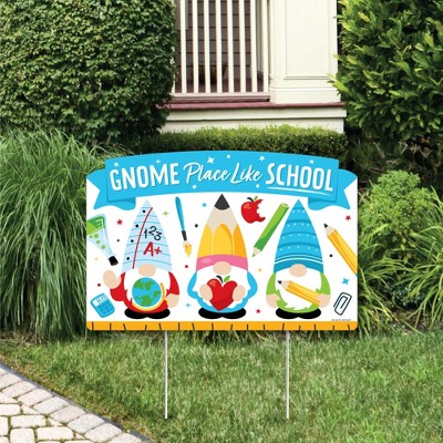 Big Dot of Happiness School Gnomes - Teacher and Classroom Yard Sign Lawn Decorations - Gnome Place Like School Party Yardy Sign