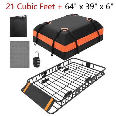 64x39x6 inch Roof Rack Cargo Basket 200 LBS & 21 Cu.Ft Cargo Bag Universal Fit With Lock