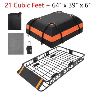 64x39x6 inch Roof Rack Cargo Basket 200 LBS & 21 Cu.Ft Cargo Bag Universal Fit With Lock - 1 of 4