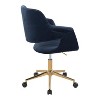TiramisuBest Mid - Century Modern Gold Metal & Blue Velvet Office Chair, Adjustable Height & Swivel - 3 of 4