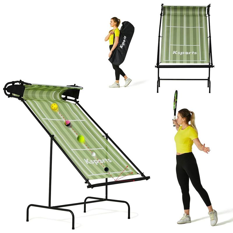 Ksports Racket Sports Indoor Outdoor Tennis Rebounder Adjustable Net for Pickleball, Squash, Racquetball, and Table Tennis with Carry Bag, Green, 1 of 7