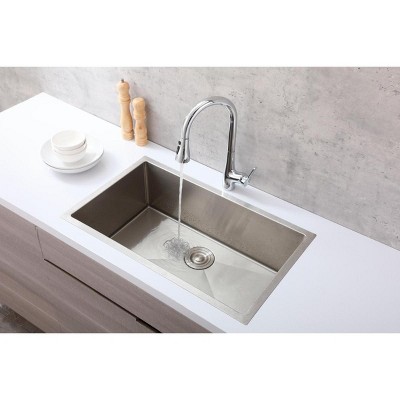 Chrome Gooseneck Single-Handle Pull-Down Kitchen Faucet