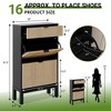 Shoe Storage Cabinet with 2 Flip Drawers & Large Drawer, Farmhouse Fluted Shoe Organizer with Metal Legs - 2 of 4
