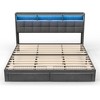Dolonm King LED Bed Frame with Upholstered Headboard, 2 Drawers & Charging Station - Dark Gray, No Box Spring Needed, Easy Assembly - 2 of 4