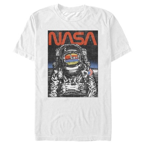 Men's NASA Astronaut Moon Reflection Vintage Retro T-Shirt - White - 3X  Large