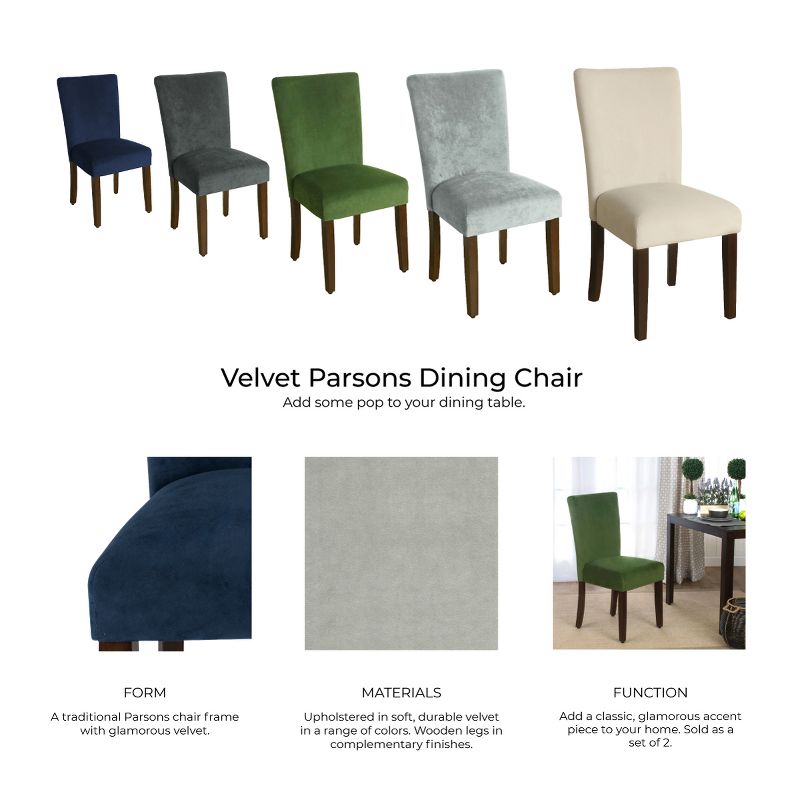Set of 2 Parsons Velvet Dining Chair - HomePop, 5 of 8