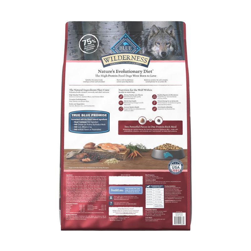 Blue Buffalo Wilderness High Protein Natural Adult Dry Dog Food plus Wholesome Grains, Salmon - 24lbs, 3 of 13
