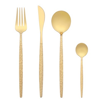 REGALWOVEN Stainless Steel Mirror Polished Flatware with Knife Spoons and Fork 24 Pieces
