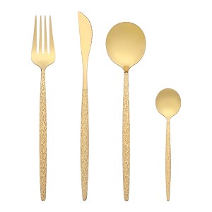 REGALWOVEN Stainless Steel Mirror Polished Flatware with Knife Spoons and Fork 24 Pieces - 1 of 4