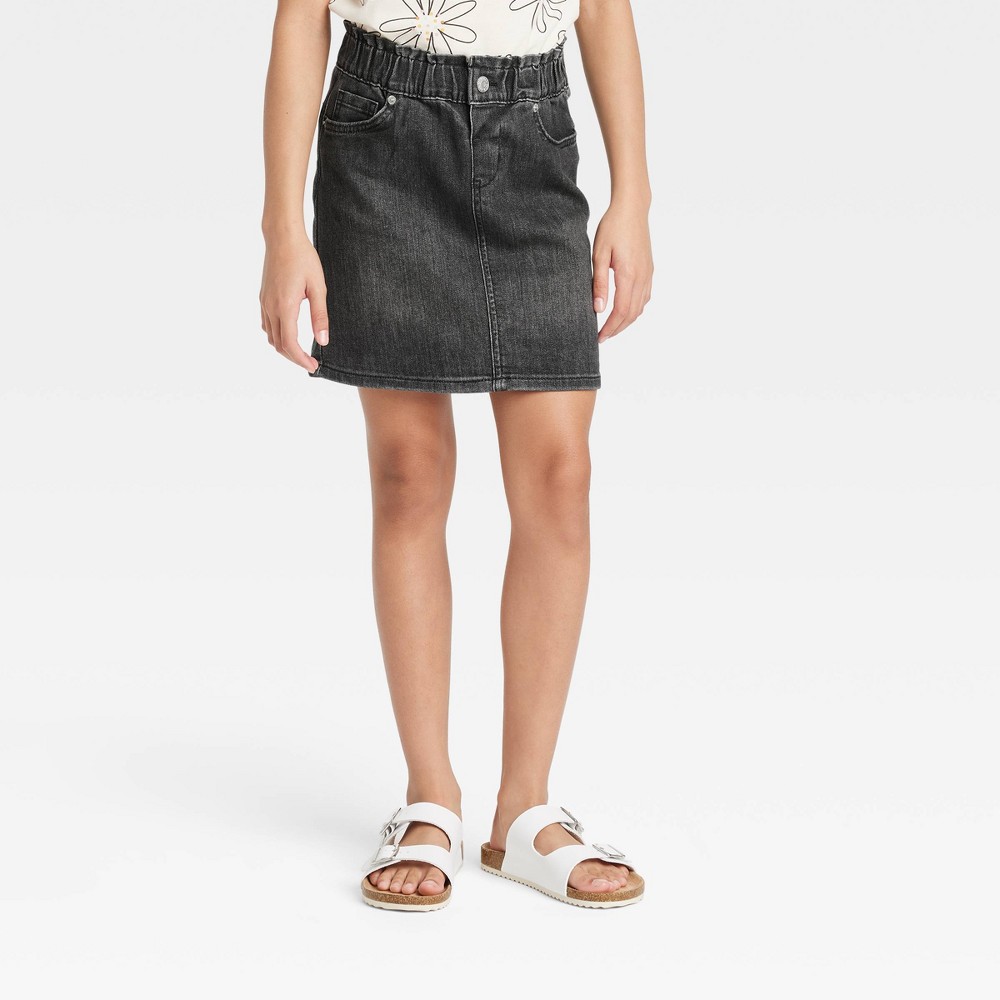 Size M Girls' Paperbag Waist Jeans Skirt - Cat & Jack Black 