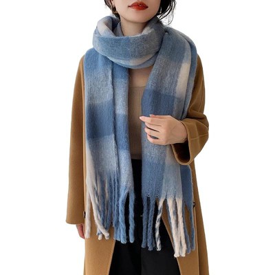 MSDC Winter Women Warm Scarf Long Shawl Large Scarves Cold Weather Thick Blanket Scarfs Colorful Plaid