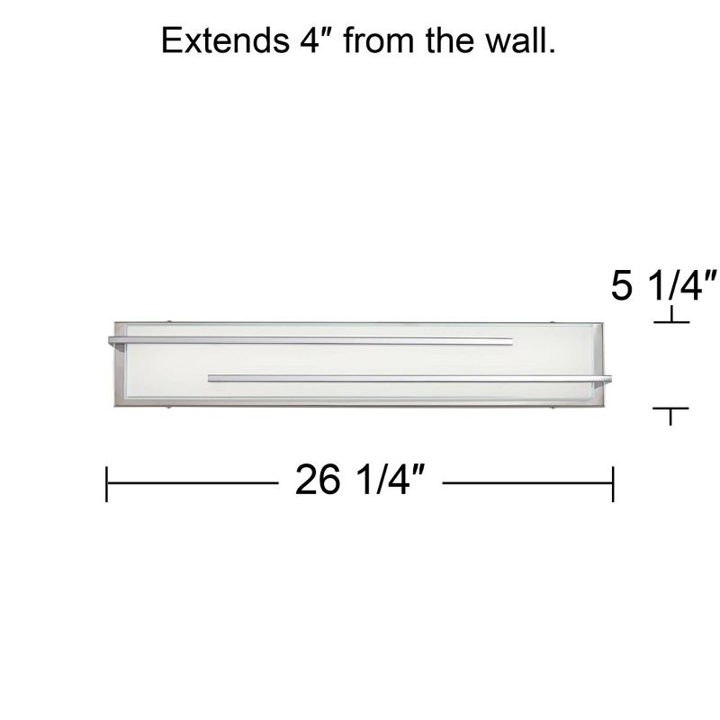 Possini Euro Design Jada Modern Wall Lights Set of 2 Chrome Silver Hardwire 4" Light Bar LED Fixture White Glass for Bedroom Bathroom Living Room Home, 4 of 10
