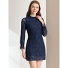 Allegra K Women's Elegant Ruffle Crew Neck Formal Elegant Mini Floral Lace Dress - 3 of 4