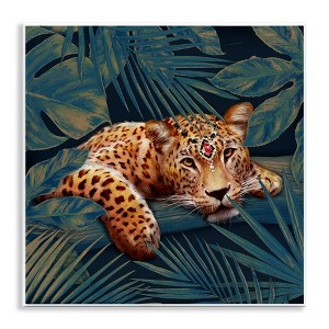 Stupell Industries Tropical Leopard with Glitz Gem Wall Plaque Art, 12" x 12" - 1 of 4