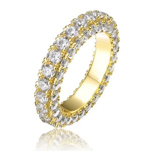 Gold Plated Clear Cubic Zirconia Band Ring, A Timeless Classic Featuring Brilliant Clear Stones in a Sleek Gold Setting, Perfect for Everyday Elegance - 1 of 3