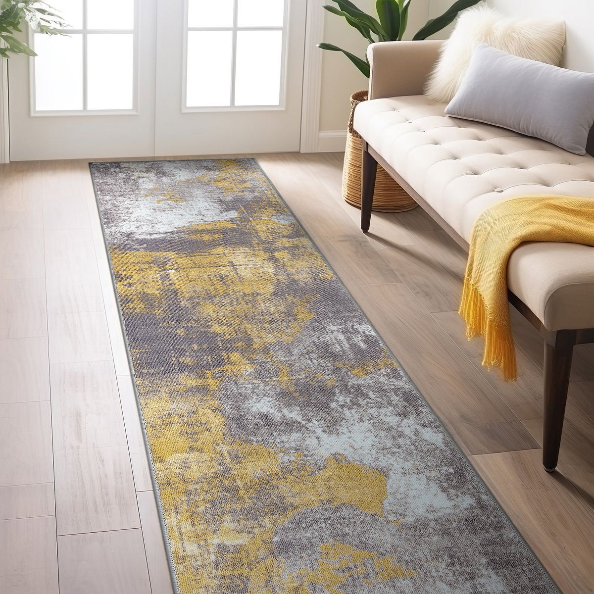 World Rug Gallery Contemporary Distressed Abstract Non Slip Area Rug: Stain & Fade-Resistant, Low Loop Pile - thumbnail 2