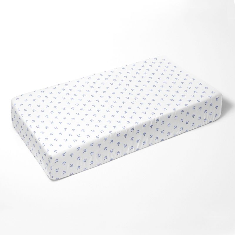 Bacati - Anchors Blue 100 percent Cotton Universal Baby US Standard Crib or Toddler Bed Fitted Sheet, 5 of 6