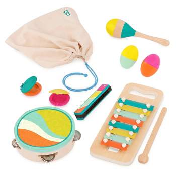 B. toys - Wooden Instrument Set - Xylophone, Tambourine, Harmonica & More - Make A Melody - 9pc