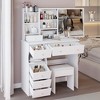 Ridstar 37 in. W Left Drawer Desktop Vanity Tables with Cushioned Stool & Multi Layer High Capacity Storage for Small Space-White - 4 of 4
